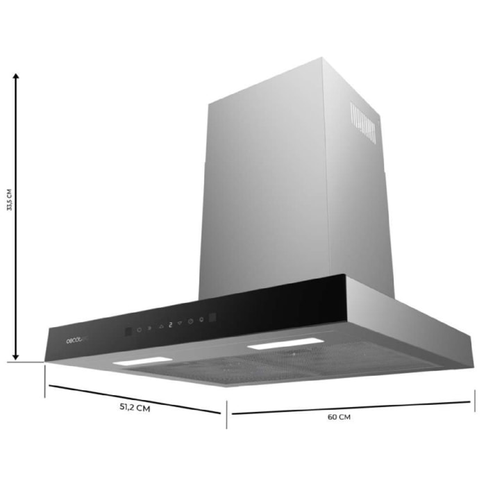 Cecotec Hotte aspirante en T Bolero Flux TT 605500 Glass Black A++