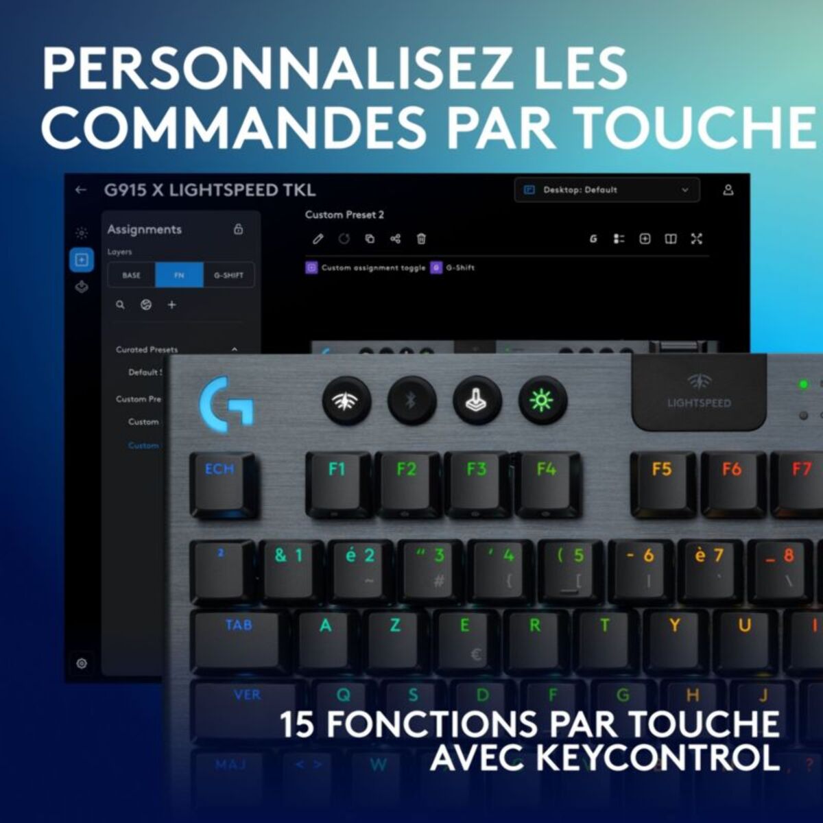 Clavier gamer sans fil LOGITECH G915 X Lightspeed TKL Tactile Noir