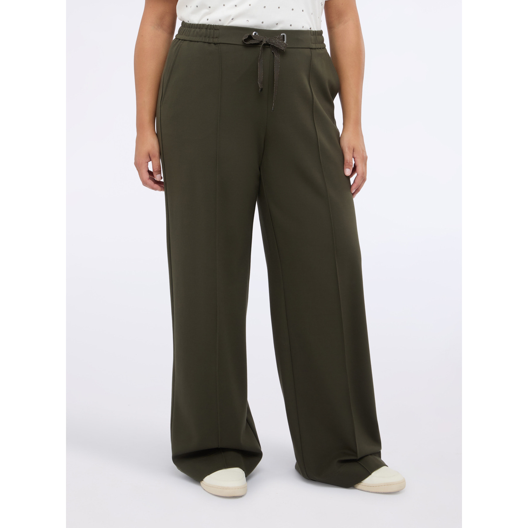 Fiorella Rubino - Pantaloni wide leg in punto milano - Verde