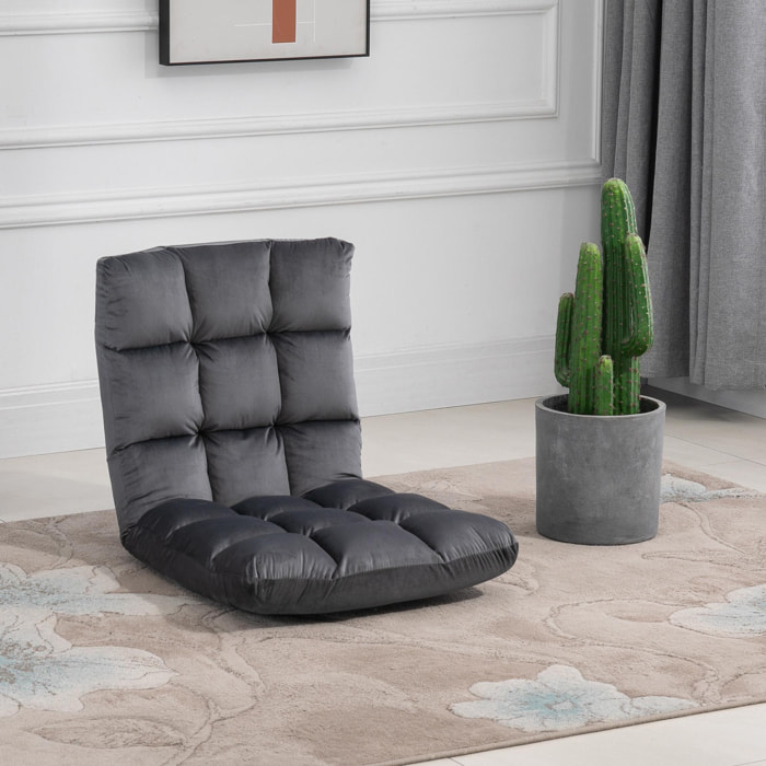 Fauteuil convertible fauteuil paresseux grand confort inclinaison dossier multipositions 90°-180° flanelle polyester capitonné gris foncé