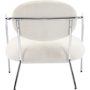 Fauteuil en velours côtelé et piètement chromé - LEON