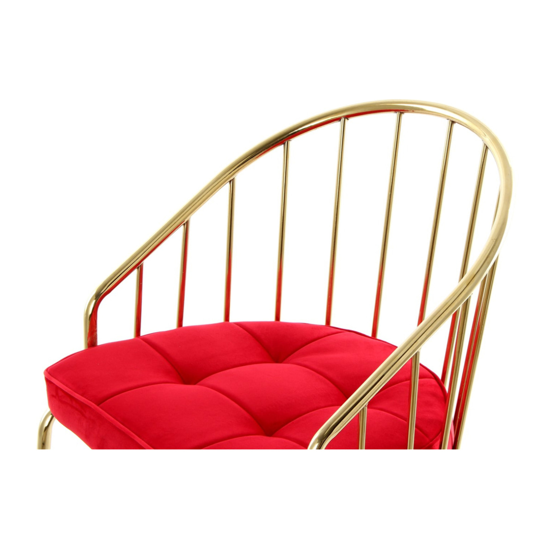 Sedia Palma in velluto rosso e metallo dorato