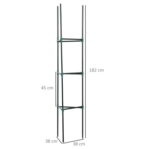 Juego de 3 Enrejados de Jardín Soportes para Plantas Trepadoras con Marco de Acero para Frutas Verduras Flores Decoración Exterior Patio Terraza 38x38x182 cm Verde
