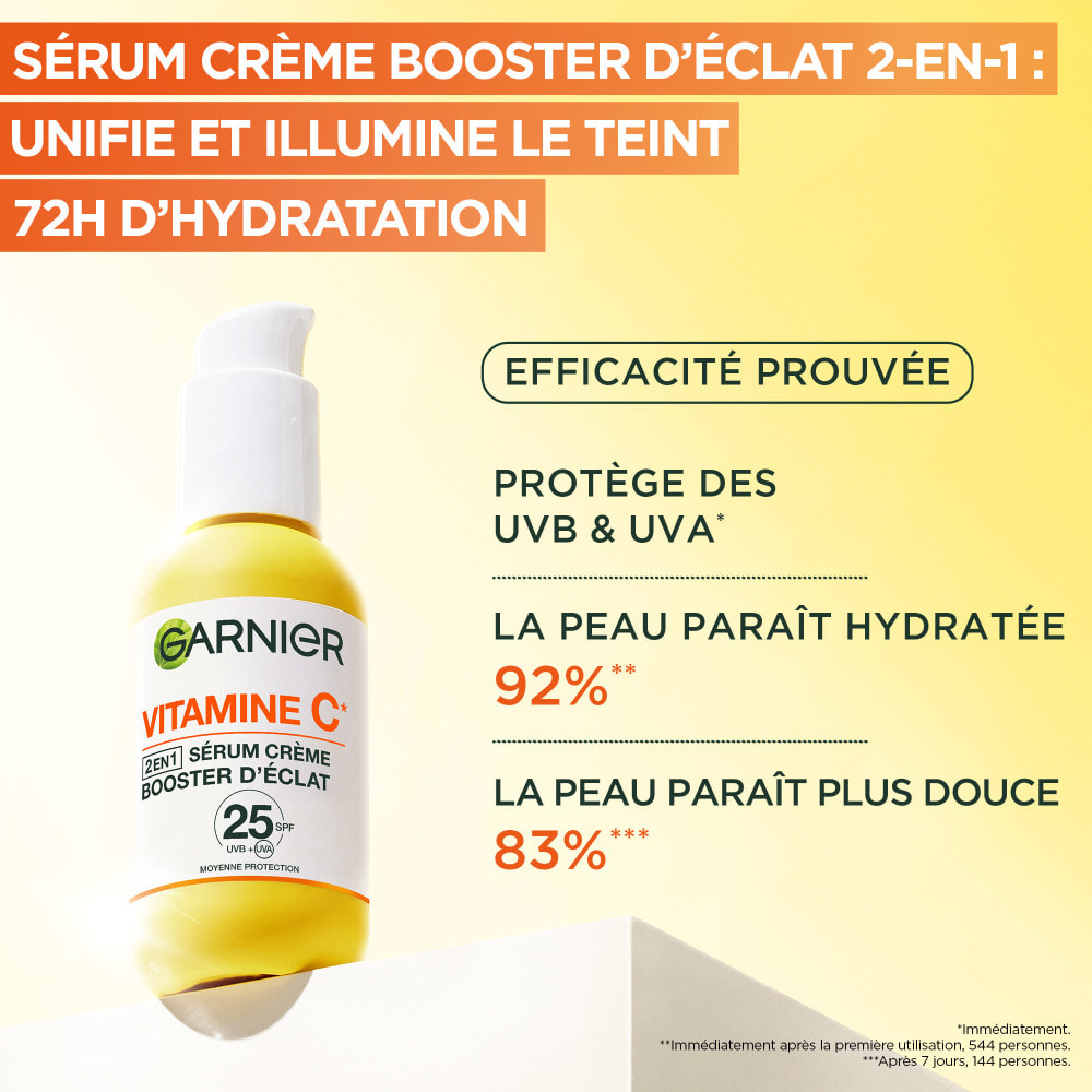 Garnier SkinActive Vitamine C Sérum Crème 2en1 Booster d'éclat