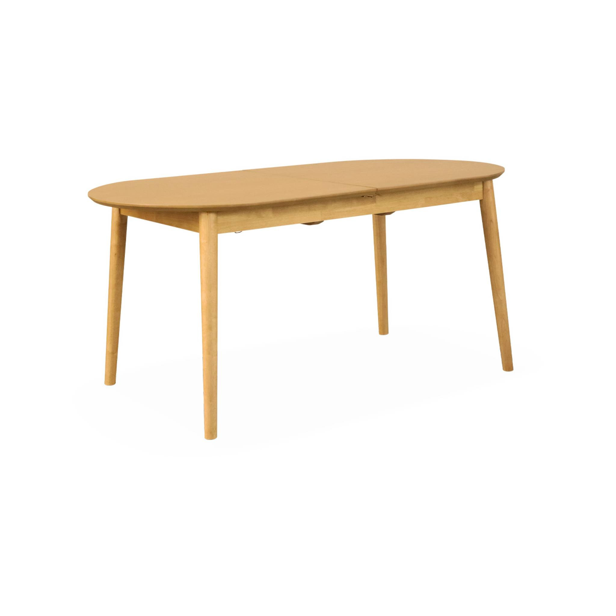 Table à manger oblongue extensible bois d'hévéa et placage chêne 6-8 places LISA