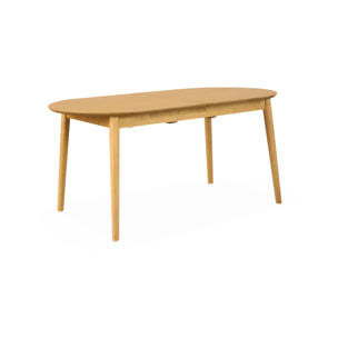 Table à manger oblongue extensible bois d'hévéa et placage chêne 6-8 places LISA