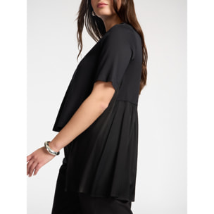 Elena Mirò - Camiseta de algodón con volante detrás - Negro