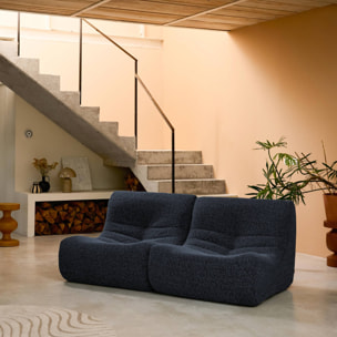 Chauffeuse tissu effet alpaca 2 places. bleu nuit. style contemporain. L 91 x P 105 x H 72cm