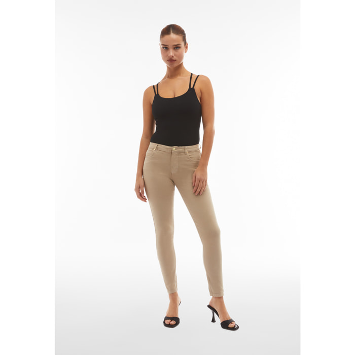 Pantaloni donna in navetta con vita regular e fit skinny