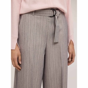 Motivi - Pantalones palazzo de rayas con cinturón - Gris