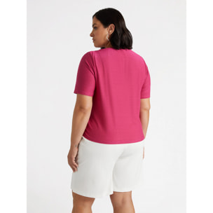 Fiorella Rubino - T-shirt lurex con coulisse regolabile - Fucsia