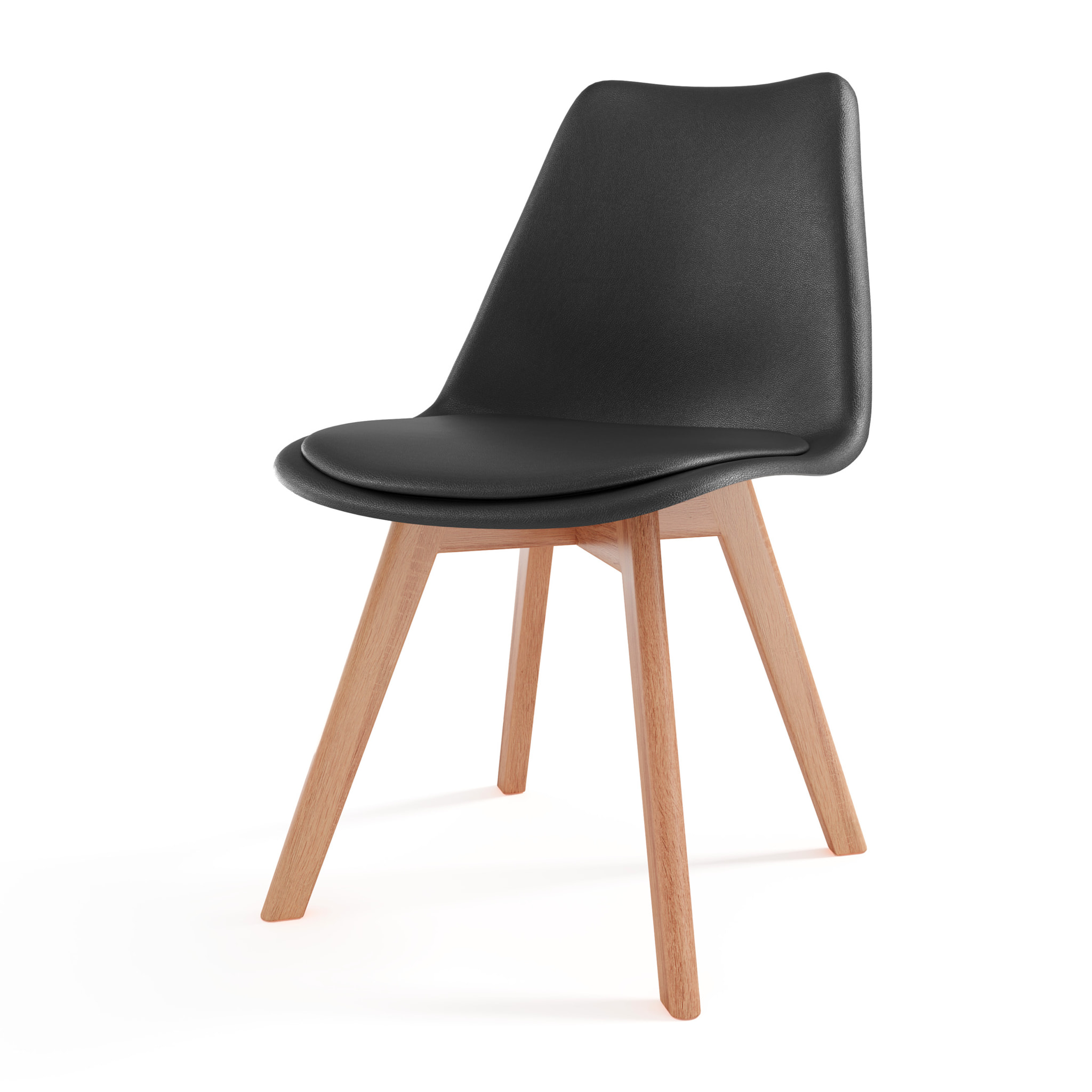 Set Di 4 Sedie Per Sala Da Pranzo Ufficio Con Gambe Faggio Legno Massello Massiccio Stile Nordico Scandinavo Seduta Imbottita Soggiorno Sala Nero