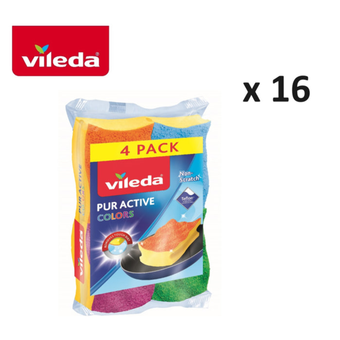 Vileda - Pack de 16 x 4 - Eponges en mousse - Grattantes sans rayer - 64 éponges