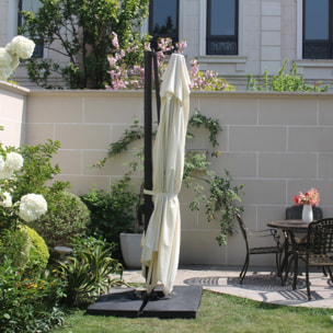 Parasol  ecru déporté rectangle 3 x 4 m rotatif à 360 NAVIA