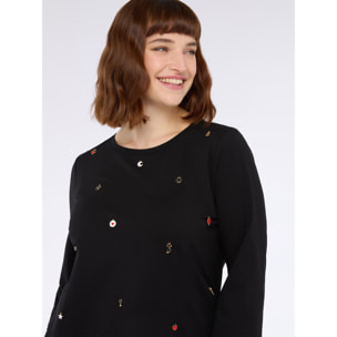 Fiorella Rubino - Camiseta de jersey de algodón con charms - Negro