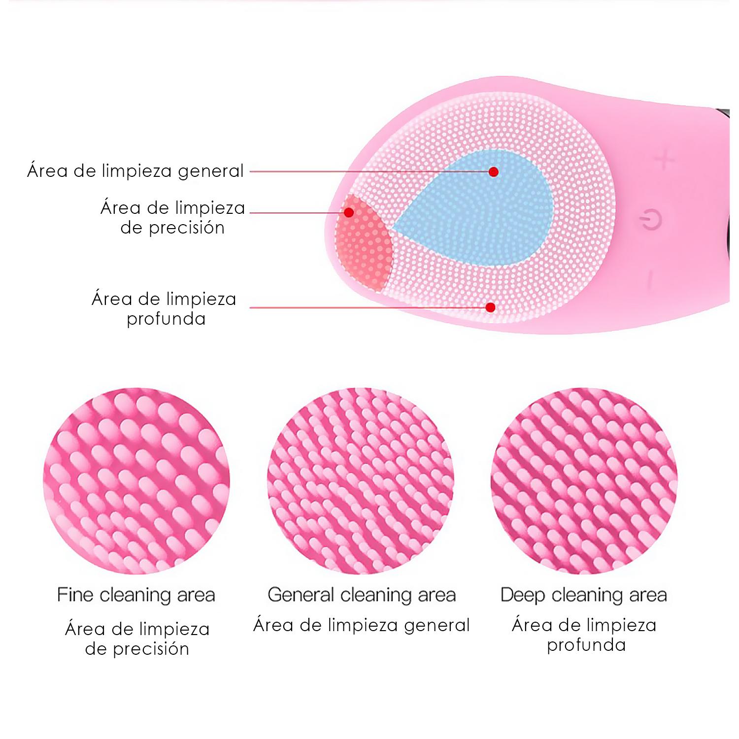 Spazzola sonica per la pulizia del viso in silicone con massaggio. Batteria ricaricabile.