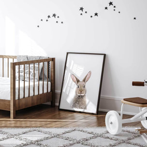 Affiche enfant bébé lapin Affiche + cadre en bois - Noir