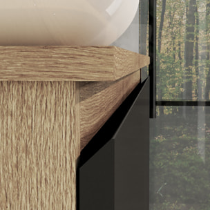 ENSEMBLE DE SALLE DE BAIN NIA | MEUBLE SUSPENDU | 100 CM NOIR | DEUX TIROIRS |LAVABO SUR PLAN | MIROIR NON INCLUS | MEUBLE MONTÉ | ALDAY