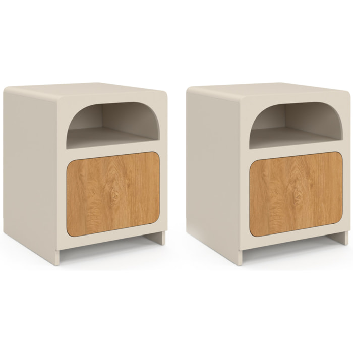 Tables de chevet Athènes 1 tiroir 1 niche - lot de 2