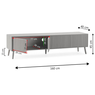 Mueble tv Lluvia 4 puertas color roble, 160 cm largo