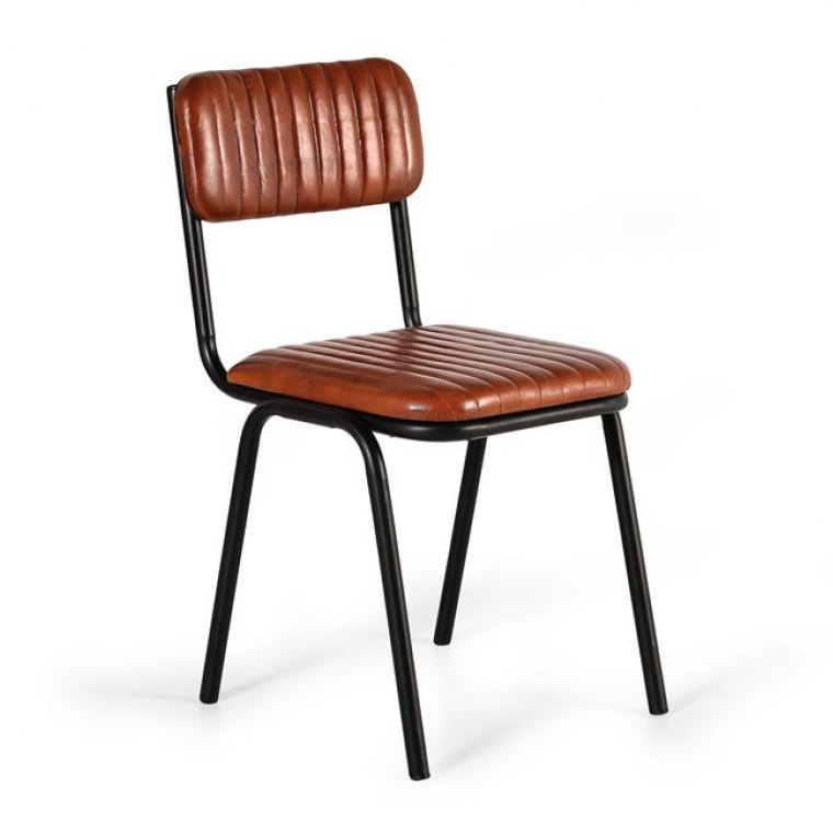 Set de 2 Sillas - Piel y Metal - 82x43x55cm