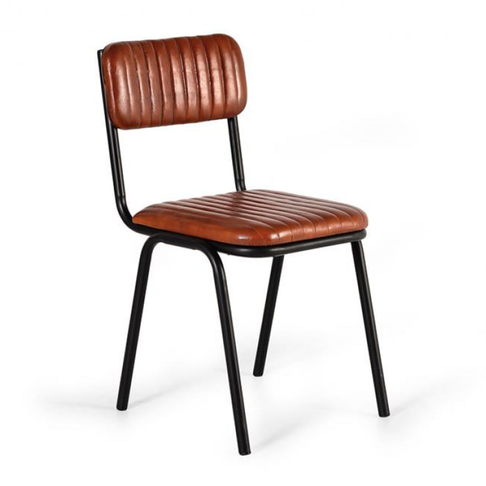 Set de 2 Sillas - Piel y Metal - 82x43x55cm