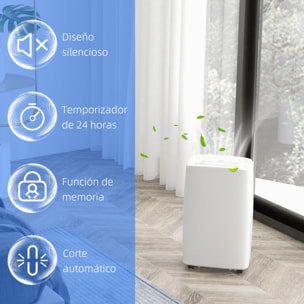 Deshumidificador Eléctrico 12L/Días Silencioso Deshumidificador de Aire con 4 Modos 2 Velocidades Pantalla LED Temporizador para Dormitorio Salón 10-25 m² 29x18x49 cm Blanco