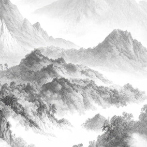 Tableau paysage tropical noir et blanc Toile imprimée