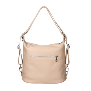 Borsa a spalla convertibile in zaino Bianca da donna In Vera pelle Made in Italy 30x26x9 cm