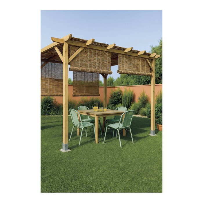 Kit Pérgola Madera 3x2.5x2.4 M + Postes 7x7