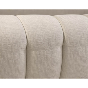 Violette - Canapé 3 places convertible express couchage quotidien 140 cm matelas 14 cm en velours gaufré - Beige