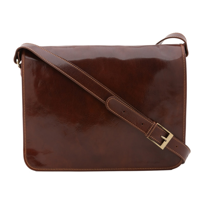 Borsa a tracolla uomo in vera pelle - Modello False - Made in Italy - 30.0 x 38.0 x 12.0 cm