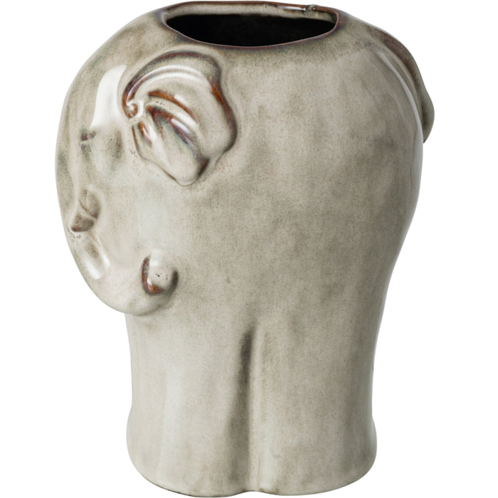 J-Line Cache-pot éléphant - porcelaine - gris vert - small