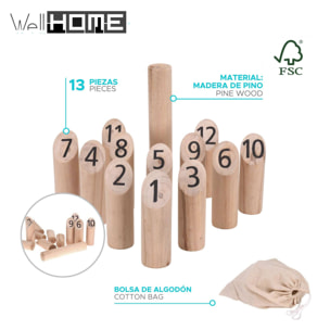 Well home - juego de madera kubb set de 13pzs en madera