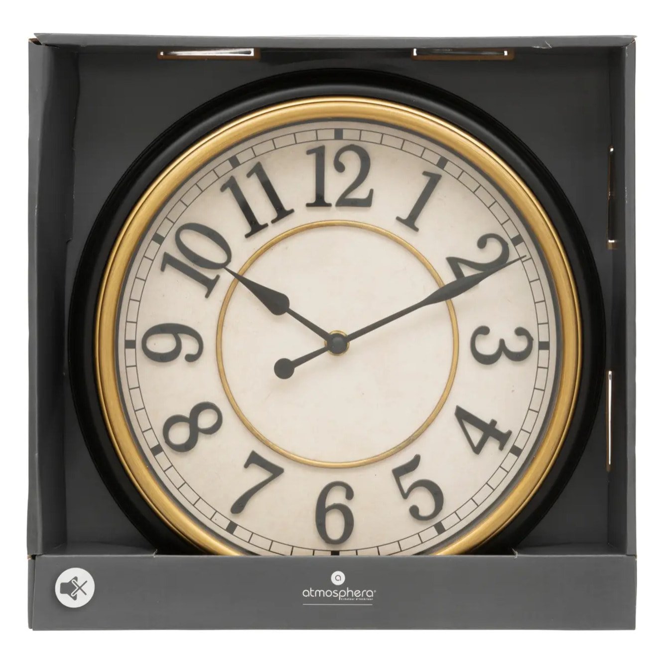 Horloge "Nell" - verre - noir - D29 -2 cm