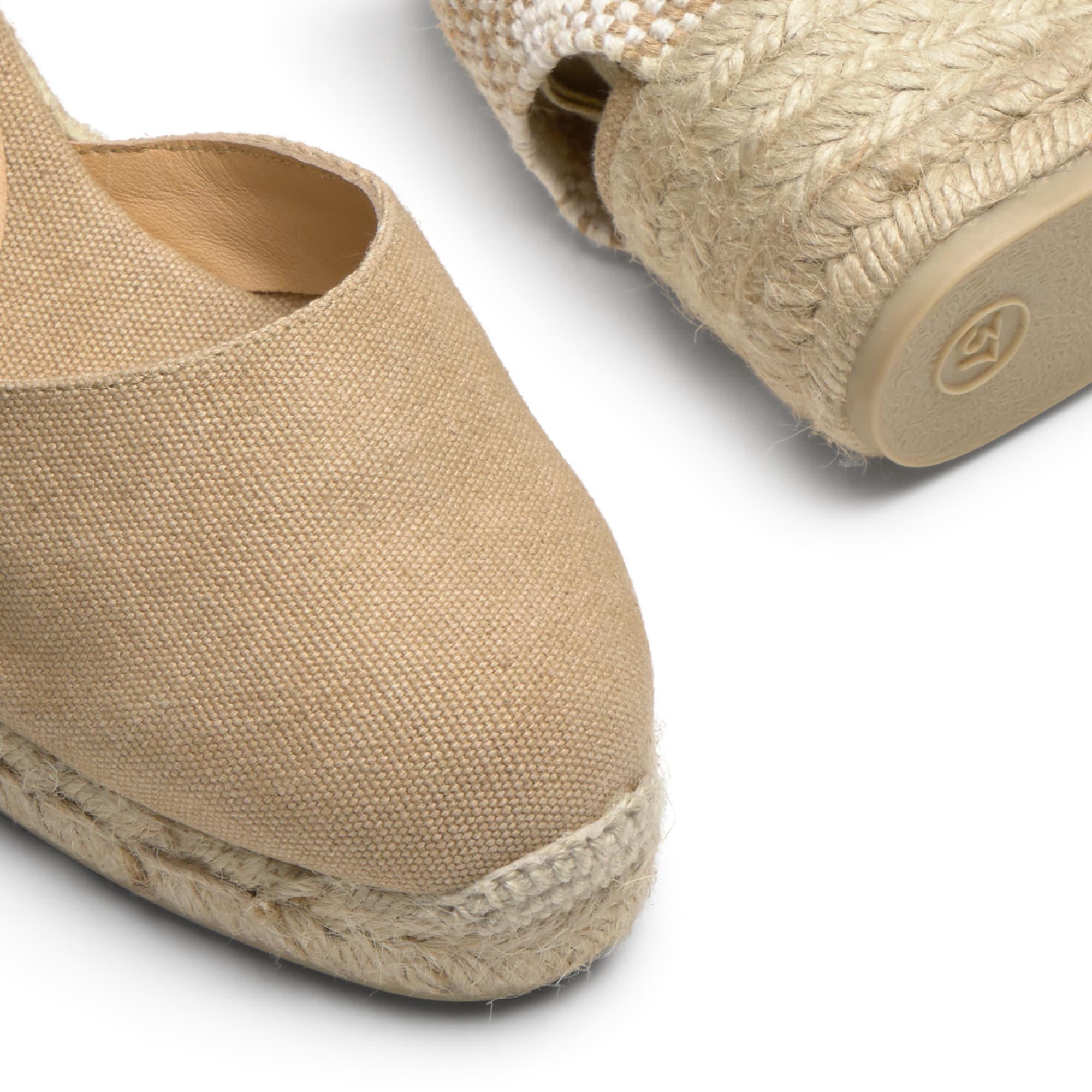 Alpargatas de cuña de mujer Carina en algodón acabado lavado, cierre mediante lazada