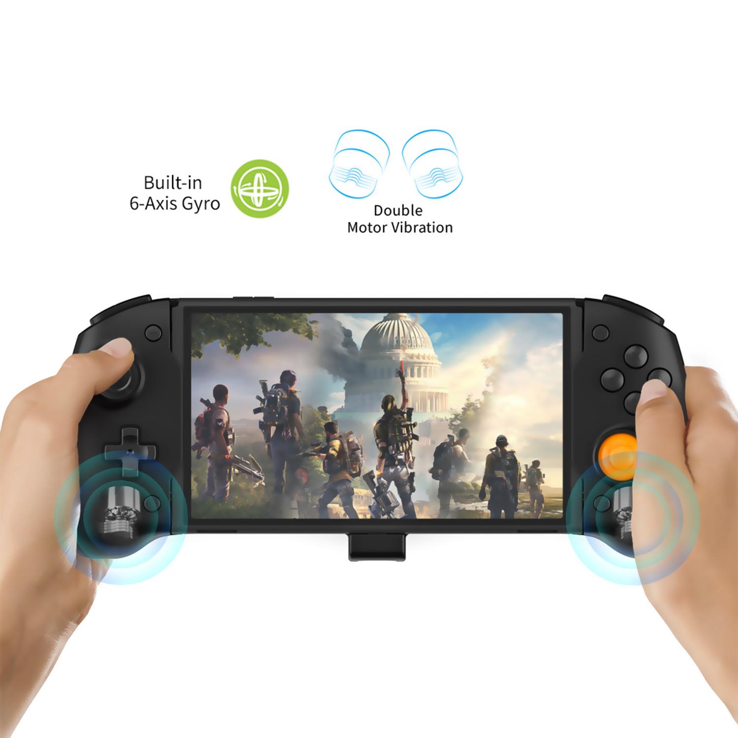 Impugnatura controller compatibile con Nintendo Switch TNS-1125. Connessione automatica, funzioni di mappatura, motori a vibrazione, sensori giroscopici