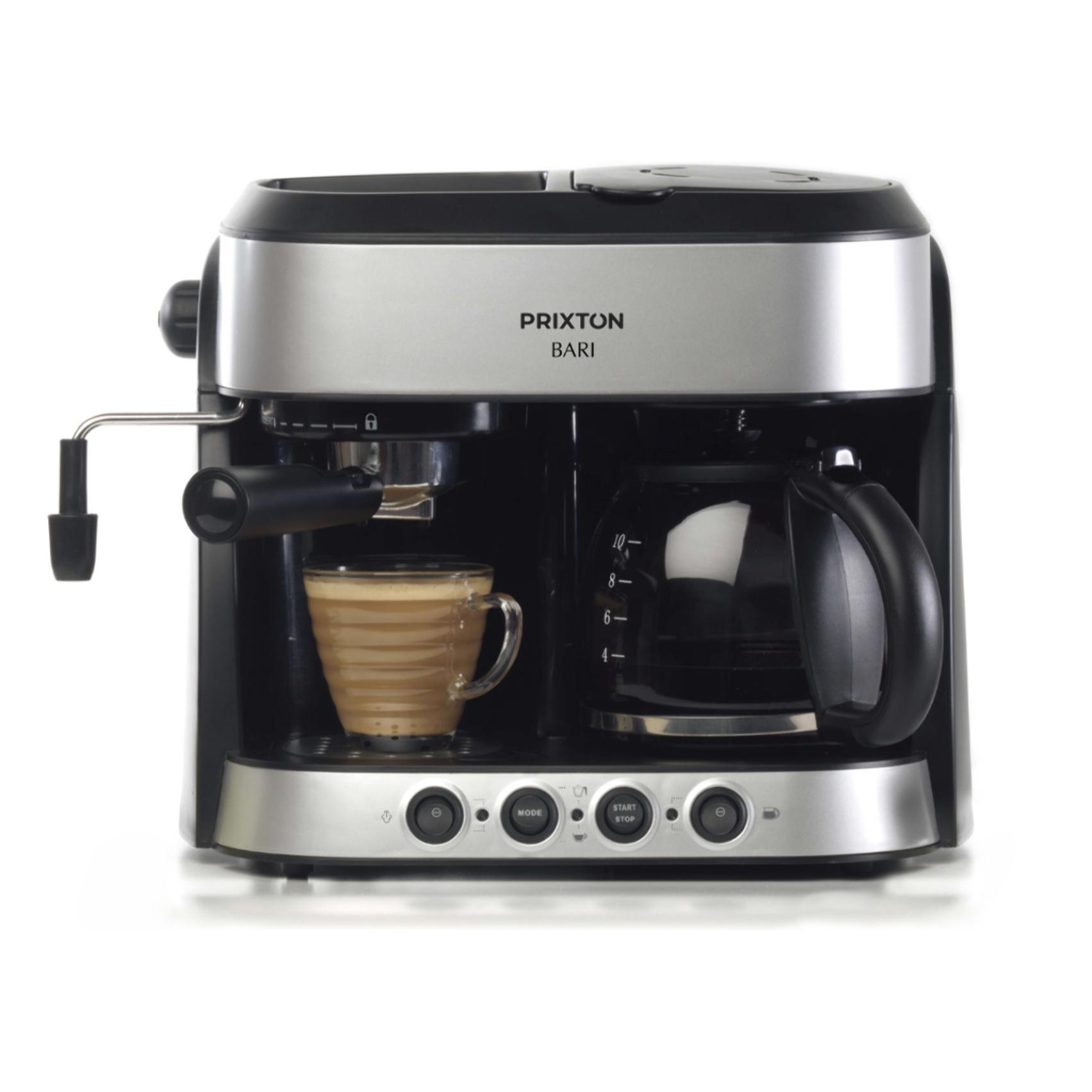 Cafetera Bari - Sistema 3 en 1: Expresso, Americano y Cappuccino - 1850 W - Doble salida