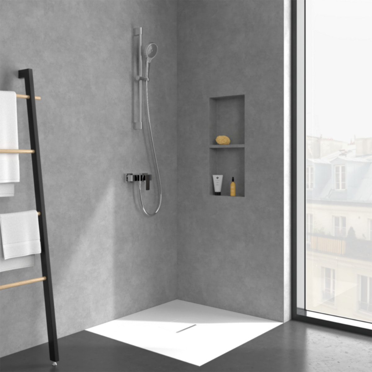 Mitigeur mécanique douche Architectura Square Chrome + Ensemble de douche Verve Showers 3 jets Chrome