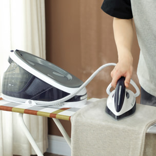 Centro de Planchado 2600W 100 g/min 8 Bares Función ECO Suela de Cerámica Planchado Vertical Potente Apagado Automático Sistema Antical Autolimpieza Depósito Extraíble 1,5 L Azul