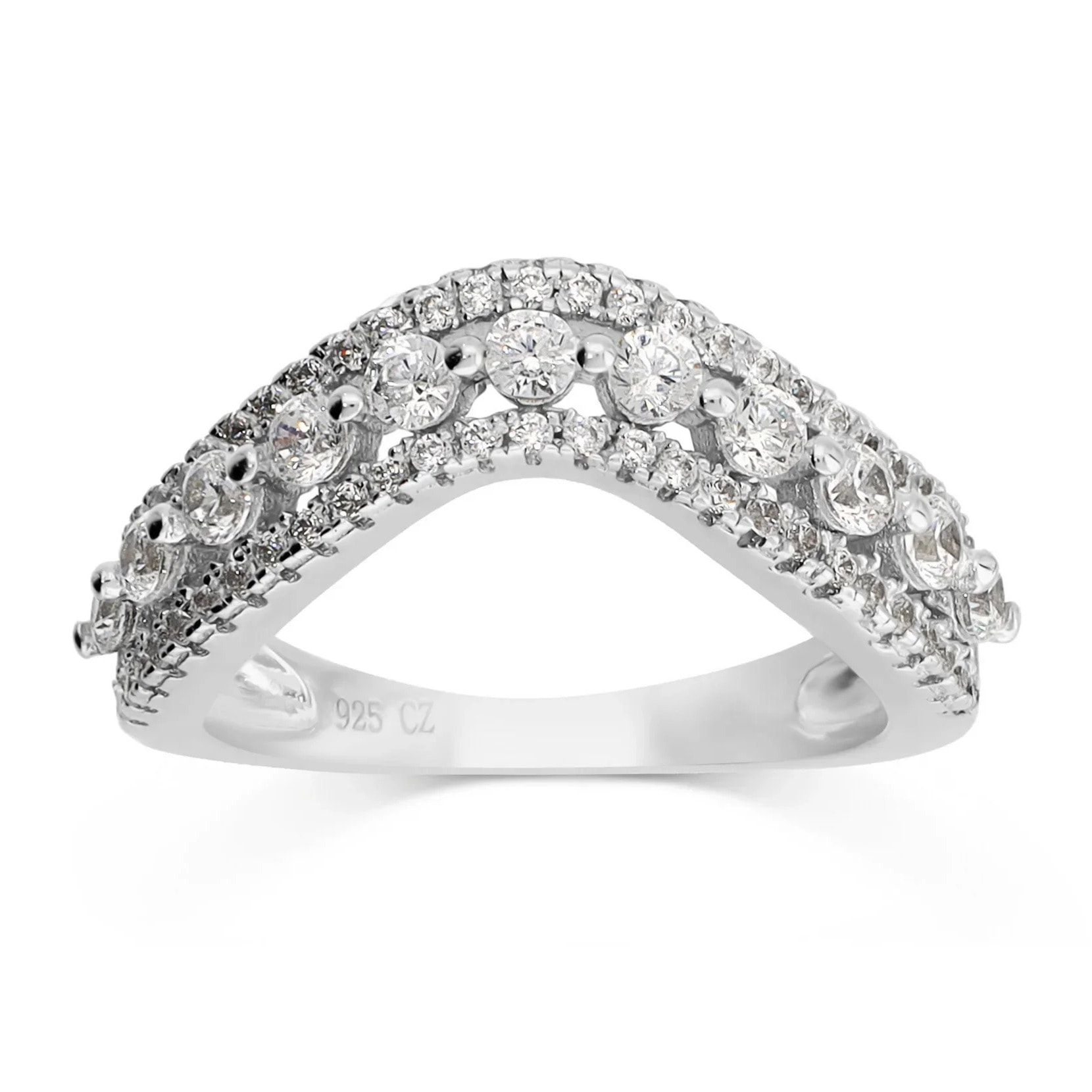 Anello Riviera Onda in Argento 925 con Cubic Zirconia