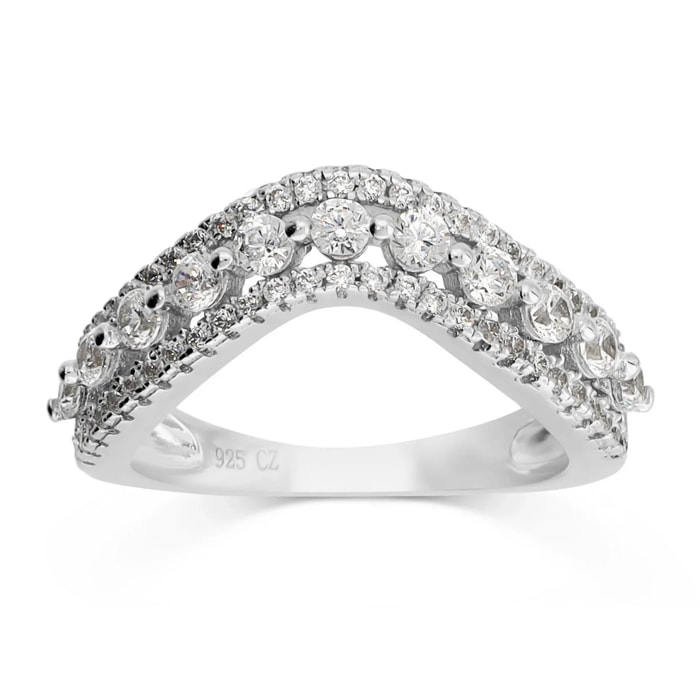 Anello Riviera Onda in Argento 925 con Cubic Zirconia