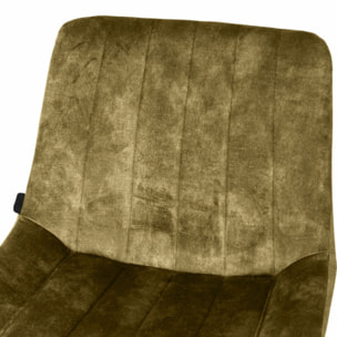 Tabouret de bar rembourré et capitonné en velours vert kaki EMMA 2