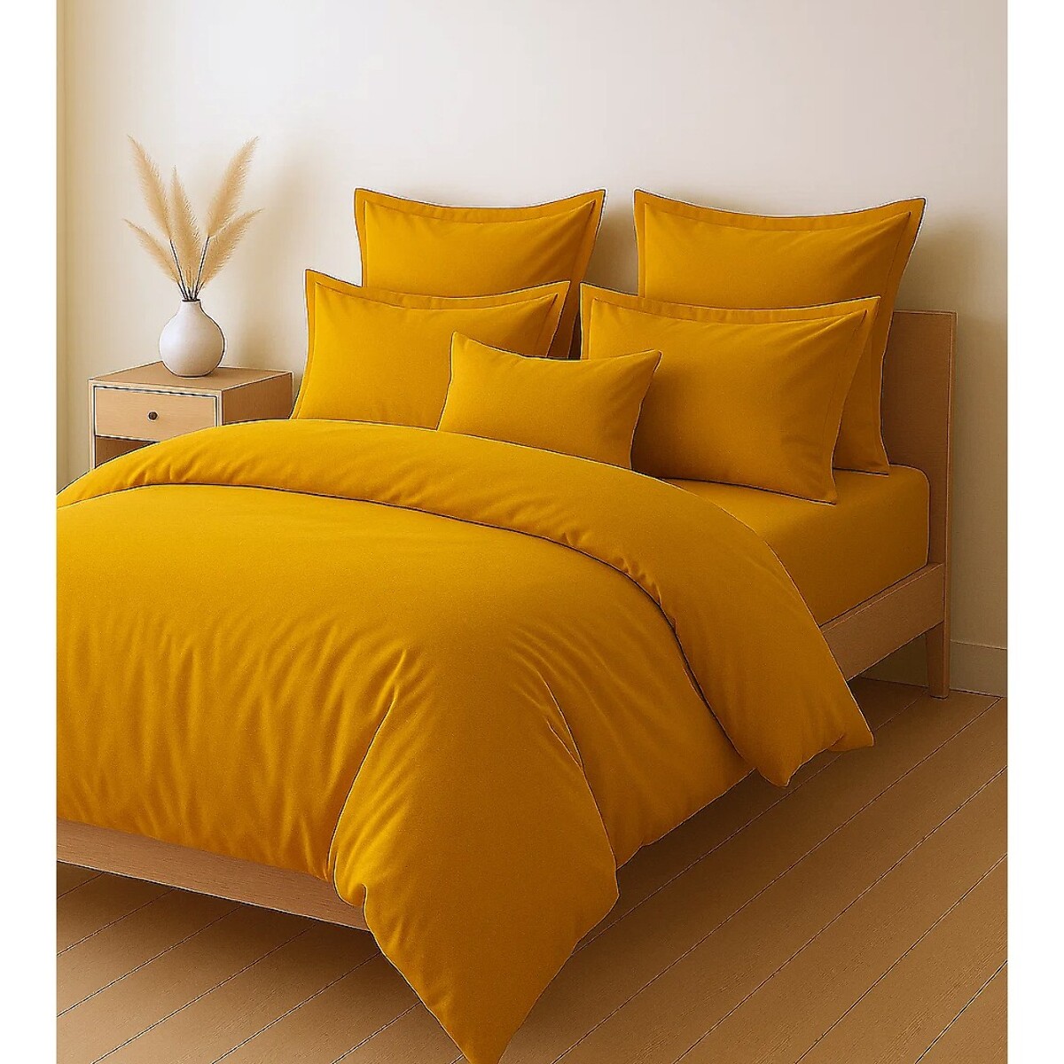 Parure Housse De Couette + 1 taie 100% Coton 57fils Safran