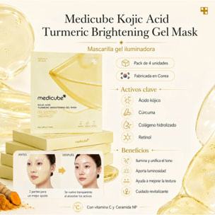 4x Mascarilla facial Kojic Acid Turmeric Brightening Gel Mask Medicube 28 g