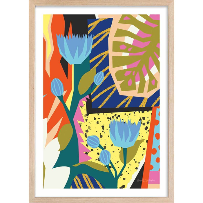 Affiche mode Born in the 80s Affiche + cadre en bois - Chêne