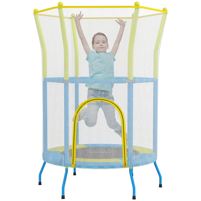 Cama Elástica Infantil Ø140x190 cm Trampolín para Niños de 3-6 Años con Red de Seguridad Barras Acolchadas Carga 45 kg para Interior Multicolor