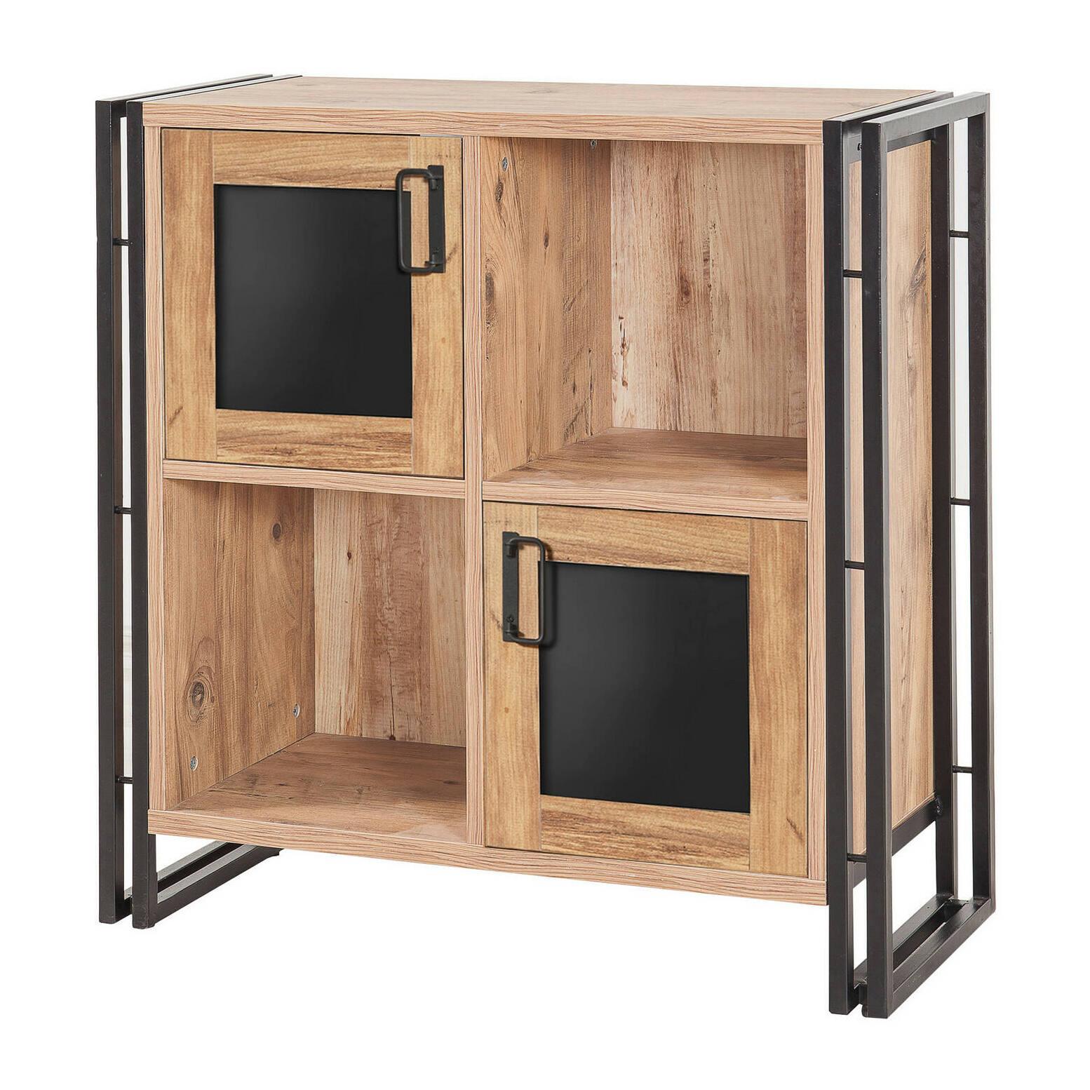 Credenza Dpilon, Buffet da soggiorno, Madia da salotto, Dispensa da cucina, 89x35h89 cm, Quercia e Nero