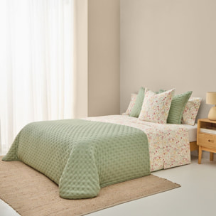 Sábana de algodón 180 hilos flores Ferdu color verde 100% Algodón percal