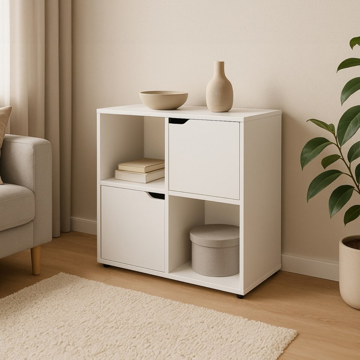 Mobile libreria con 4 cubi con 2 ante bianca - Ubli